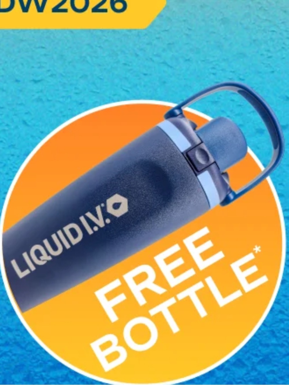 Liquid IV Owala 30 oz Free Sip Blue Insulated Water Bottle with Carry Handle